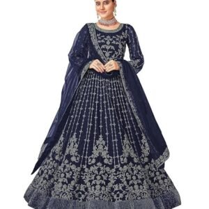 RUDRAPRAYAG Net And Santoon Embroidered Anarkali Gown For Women | Semi Stitched Gown For Women | Long Gown For Women 2023 | Gown With Dupatta For Women