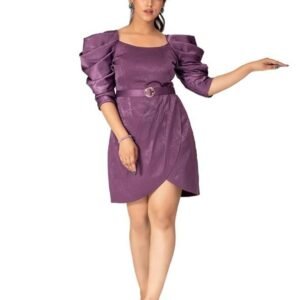 FOR YU Women's Midi Bodycon Dress One Piece Dress for Women | Mauve Mini Dress with Cowl Sleeve