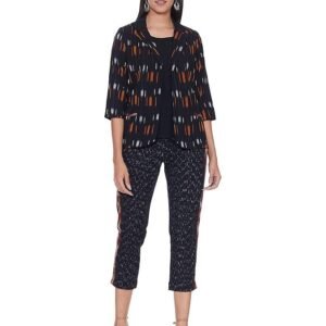 BIBA Women Straight Cotton Fusion Wear 3 Piece Set