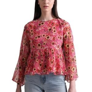 ONLY Women's Polyester Floral Regular Fit T-Shirt