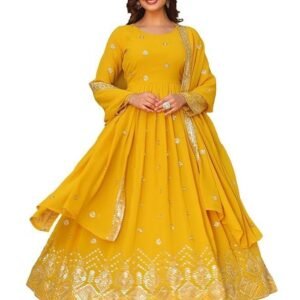 Fashion Basket Georegtte Embroidered Anarkali Dress for Women