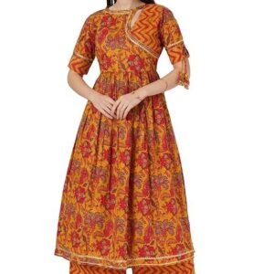COTLAND Fashions Breathable Cotton Floral Printed A-Line Kurta Set With Palazzo for Women