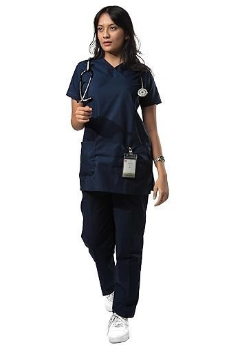 UNIFORM CRAFT Women’s Scrub Suits DSVX || 4 pocket scrubs | Ideal for doctors, dentists, vets, nurses & healthcare professionals (Olive Blue, XL)