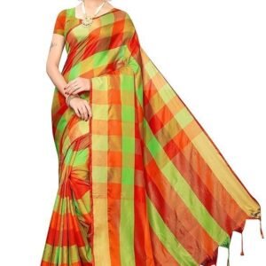 SKY FASHION Women's BANARASI SAREE, Navy Blue