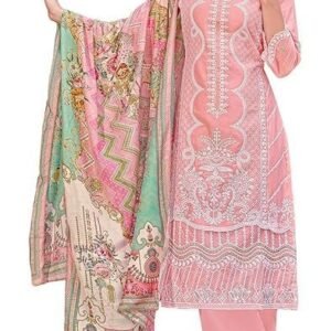 DRAVINAM Trends Women's Exquisite Unstitched Viscose Cambric Lawn Cotton Suit Dress Material with Embroidered Daman & Sleeves | Stylish Pure Cotton Digital Print Dupatta & Solid Bottoms