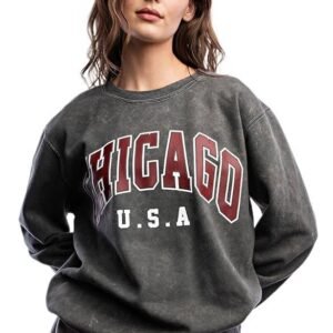 Urban Nation Women's Crew Neck Sweatshirt-Cozy Cotton/Poly Blend Pullover for Casual Fall Fashion