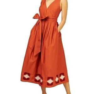 SMERA MART 100% Cotton Western Midi Dress for Women