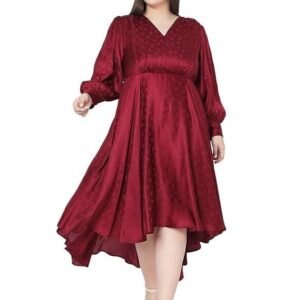 VERO MODA CURVE Women's Rayon Fit and Flare Midi Dress