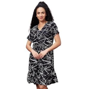 Globus Women Printed Casual V-Neck A-Line Dress