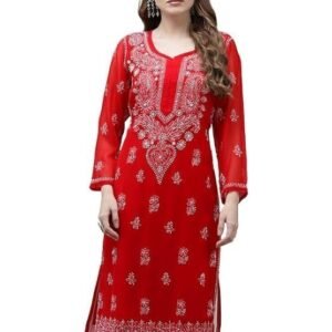 Ada Women's Georgette Regular Fit Chikankari Kurti