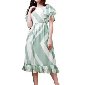 Fashion2wear Women's Stylish Georgette Fit and Flare Fashionable Round Neck Dress