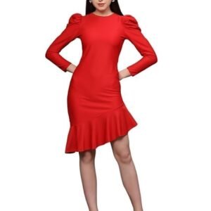 Ziva Fashion Women's Cotton Blend Bodycon Knee-Length Dress