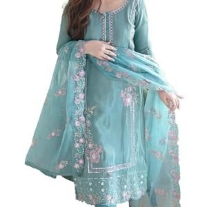 Fashion Basket Silk Wine Embroidered Kurta Set with Duptta for Women