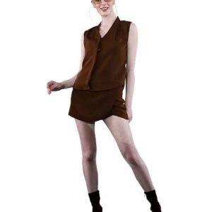 UNFLD Solid Satin Co-ord Set for Women| Regular Fit 2 Pieces Sleeveless Top & Mid Waist Short Skirt| Fashionable for Party & Club Wear