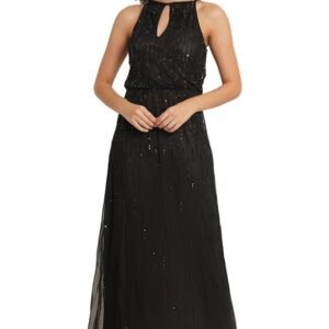 Women Embellished Halter Neck Gown Dress
