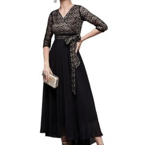 Miss Chase Women's Georgette Wrap Maxi Dress