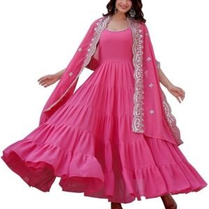 Fashion Basket Pink Georgette Anarkali Kurta for Women