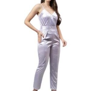 Trymisfit Women's Satin Spaghetti Strap Jumpsuit – Elegant V-Neck Sleeveless One-Piece Outfit with High-Waist Fit – Stylish Outing Wear & Special Occasion Romper