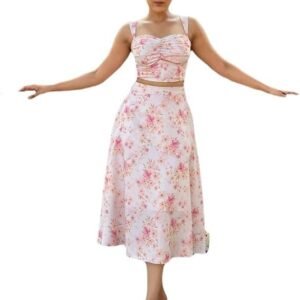 MYCLO Elsa Floral Print Co-Ord Set for Women | Premium Crushed Fabric | Soft Two-Piece Outfit in Pastel Shades for Everyday Wear