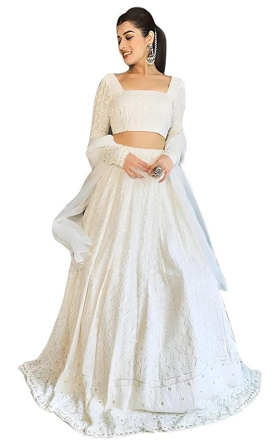 TRENDMALLS Women's Georgette Embroidery Lehenga Choli with Dupatta I Navratri Stylish Lehenga Choli for women