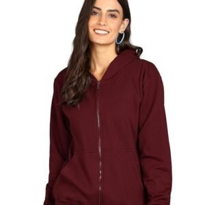 FALTU.CO Women's Cotton Full Zipper Sweatshirt Hoodies with Kangaroo Pocket Winter Wear Hooded Neck Sweatshirt