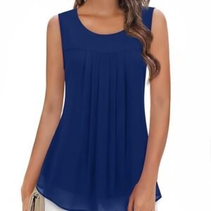 Timeson Women's Sleeveless Chiffon Tank Top Double Layers Casual Blouse Tunic