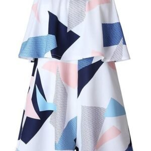 ECOWISH Women Off Shoulder Romper Strapless Floral Print Striped Beach Shorts Jumpsuit