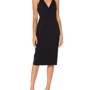 Dress the Population Women's Lyla Plunging Sleeveless Fitted Midi Sheath