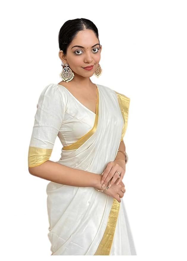 Yashika Women's Trendy Cotton Silk Saree with Blouse Material|| Pongal Special South Indian kerala Saree With Blouse Piece