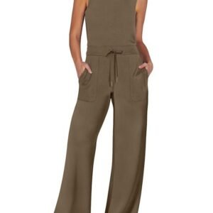 ANRABESS Womens Jumpsuits 2025 Casual Summer Dressy Romper Sleeveless Wide Leg Long Pants Outfits Fashion Travel Clothes