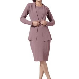 Selvia Western Dress for Women|Solid Lycra Western Dress for Women|Round Neck Shrug with Bodycon Dress for Women|Two Piece Knee-Length Dress for Women