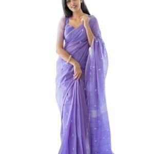Women's Kanjivaram Soft Cotton Linen Silk Saree With Blouse Piece