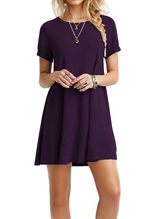 TINYHI Women's Swing Loose T-Shirt Fit Casual Flowy Cute Swing Tunic Dress