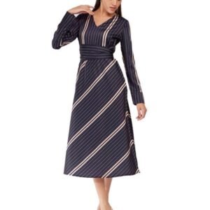 Fable Street Women Satin Fit and Flare Dress - Blue|Perfect for Casual, Office, and Everyday Outfits