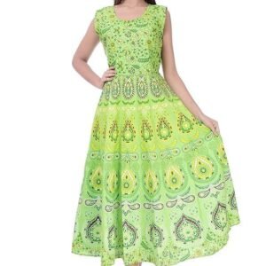 Kuruti B sheets Brand Women's Designer Midi-Dress Rajasthani Traditional Cotton Printed Dress
