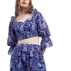 KETCH Polyester Women's Regular Fit Printed Threeforth Sleeve Co-Ord Set