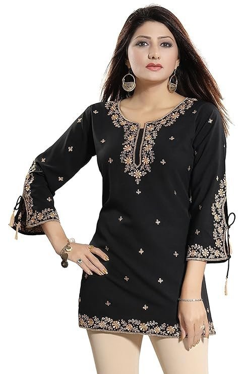 Meher Impex Women's Girls Faux Crepe Embroidered Top Tunic